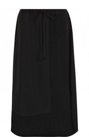 Шерстяная юбка-миди с эластичным поясом Yohji Yamamoto. Цвет: черный