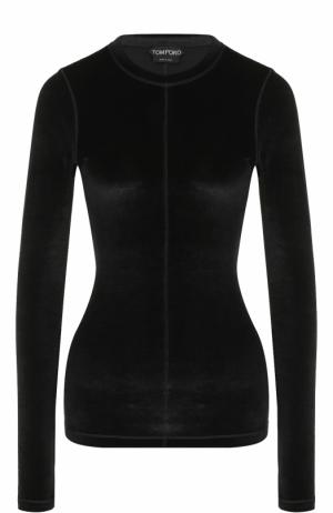 Бархатный приталенный пуловер Tom Ford. Цвет: черный
