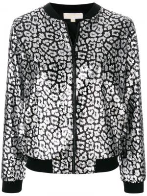 Куртка-бомбер с леопардовым принтом Michael Kors. Цвет: чёрный