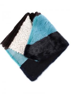 Полосатый шарф в стиле колор-блок Liska. Цвет: синий
