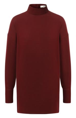 Шелковая блуза с воротником-стойкой Valentino. Цвет: бордовый