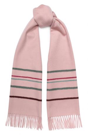 Кашемировый шарф с контрастными полосками и бахромой Loro Piana. Цвет: светло-розовый