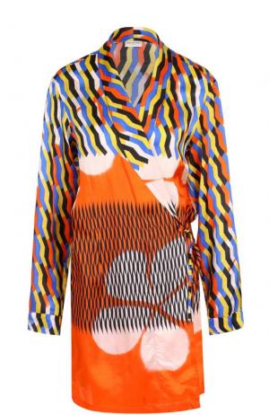 Блуза свободного кроя с принтом и запахом Dries Van Noten. Цвет: оранжевый