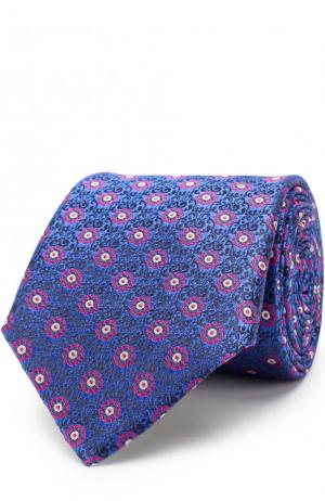 Шелковый галстук с узором Canali. Цвет: темно-синий