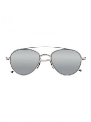Солнцезащитные очки-авиаторы Thom Browne Eyewear. Цвет: серый