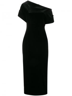 Бархатное эластичное платье с открытыми плечами Christopher Kane. Цвет: чёрный