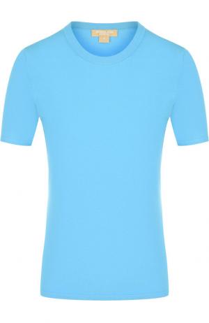 Однотонная футболка с круглым вырезом Michael Kors Collection. Цвет: голубой