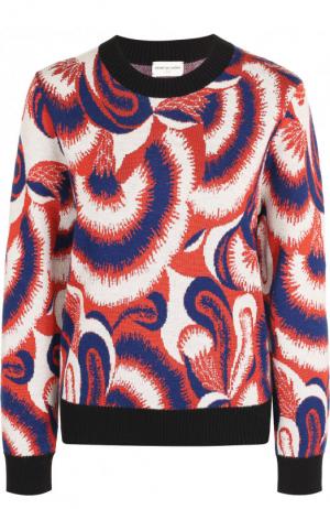 Пуловер с круглым вырезом и принтом Dries Van Noten. Цвет: синий