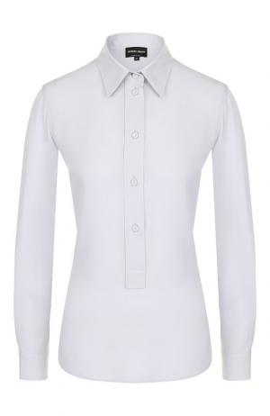 Однотонная шелковая блуза Giorgio Armani. Цвет: голубой