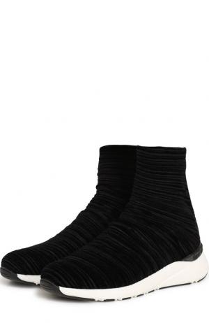 Высокие текстильные кроссовки на контрастной подошве Casadei. Цвет: черный