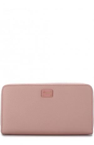 Кожаное портмоне на молнии Dolce & Gabbana. Цвет: светло-розовый