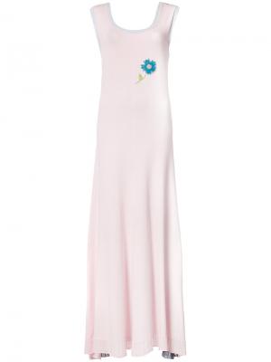 Вязаное пплатье-макси дизайна колор-блок Natasha Zinko. Цвет: розовый и фиолетовый