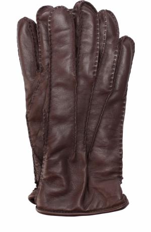 Кожаные перчатки с подкладкой из смеси шерсти и кашемира Pal Zileri. Цвет: коричневый
