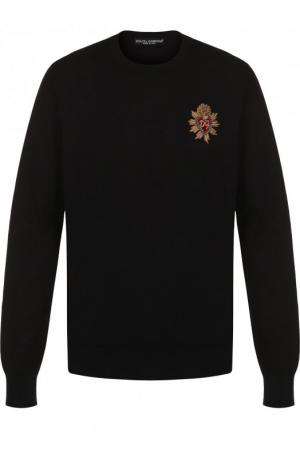 Хлопковый джемпер с вышивкой Dolce & Gabbana. Цвет: черный