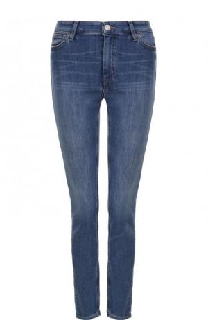 Укороченные джинсы с потертостями MiH Jeans. Цвет: синий