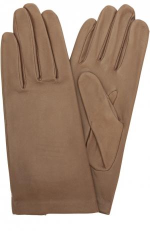 Кожаные перчатки с подкладкой из шелка Agnelle. Цвет: бежевый