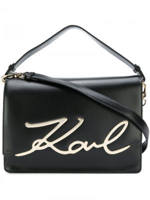 Большая сумка через плечо Signature Karl Lagerfeld. Цвет: чёрный