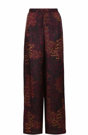 Широкие брюки с эластичным поясом и принтом Dries Van Noten. Цвет: бордовый