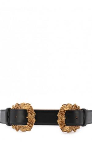 Кожаный ремень с двумя фигурными пряжками Versace. Цвет: черный