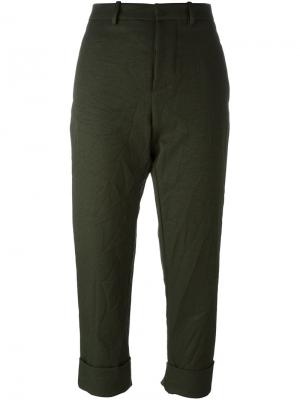 Укороченные брюки с отворотами Marni. Цвет: зелёный