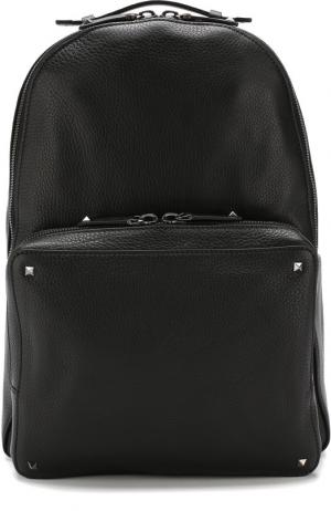 Кожаный рюкзак  Garavani Rockstud с внешним карманом на молнии Valentino. Цвет: черный