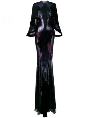 Вечернее платье с эффектом металлик Esteban Cortazar. Цвет: синий