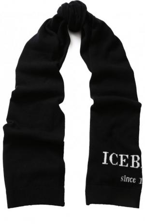 Кашемировый шарф с логотипом бренда Iceberg. Цвет: черный