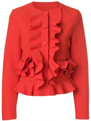 Приталенный пиджак с рюшами MSGM. Цвет: красный