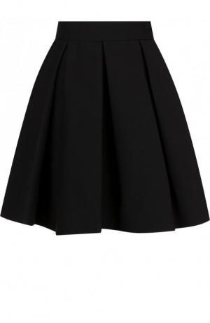 Однотонная мини-юбка из смеси шерсти и шелка Valentino. Цвет: черный