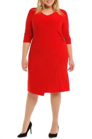 Платье с брошью SVESTA. Цвет: красный