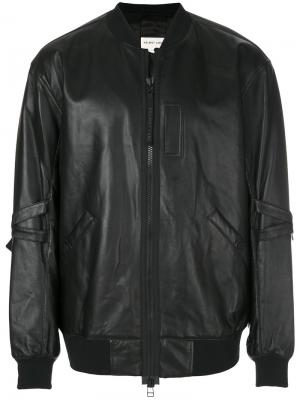 Кожаная куртка-бомбер Helmut Lang. Цвет: чёрный