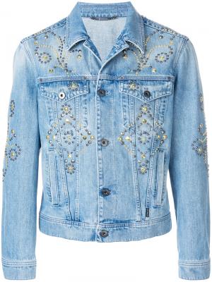 Джинсовая куртка с заклепками Versace. Цвет: синий