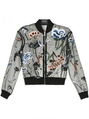 Куртка-бомбер с вышитыми цветами бусинами Markus Lupfer. Цвет: чёрный