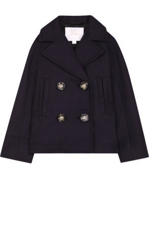 Двубортное шерстяное пальто Burberry. Цвет: темно-синий