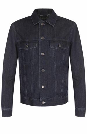 Джинсовая куртка на пуговицах с контрастной прострочкой Brioni. Цвет: темно-синий