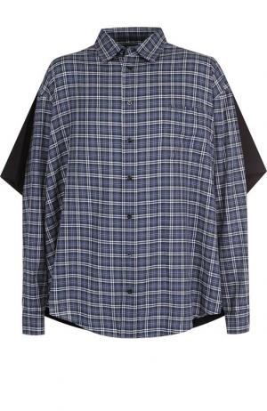 Хлопковая рубашка свободного кроя Balenciaga. Цвет: синий