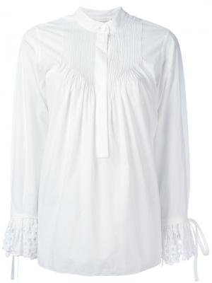 Ажурная блузка с присборенной отделкой Chloé. Цвет: белый