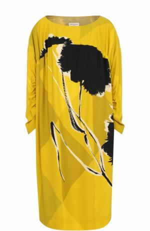 Платье-миди свободного кроя с принтом Dries Van Noten. Цвет: желтый
