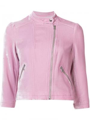 Бархатная куртка в байкерском стиле Rebecca Taylor. Цвет: розовый и фиолетовый
