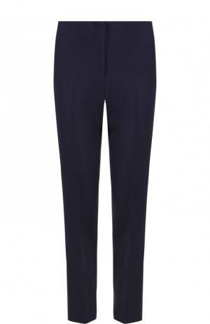 Однотонные брюки из смеси шерсти и шелка со стрелками Ralph Lauren. Цвет: синий