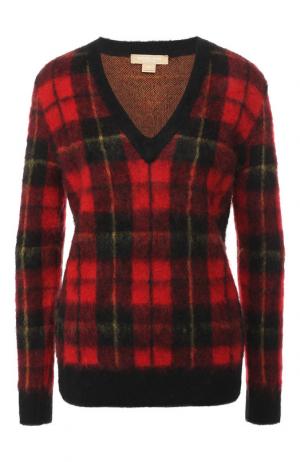 Пуловер в клетку с V-образным вырезом Michael Kors Collection. Цвет: разноцветный