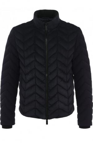 Утепленная стеганая куртка на молнии с воротником-стойкой Giorgio Armani. Цвет: темно-синий