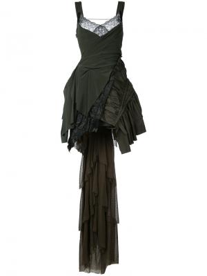Многослойное платье A.F.Vandevorst. Цвет: зелёный