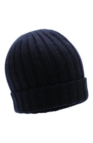 Кашемировая шапка фактурной вязки Allude. Цвет: темно-синий
