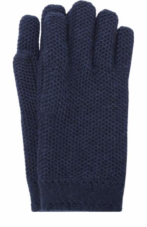 Кашемировые перчатки фактурной вязки Loro Piana. Цвет: темно-синий