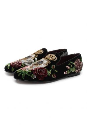 Текстильные лоферы с декоративной отделкой Dolce & Gabbana. Цвет: разноцветный