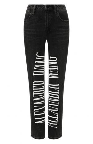 Укороченные джинсы с логотипом бренда Denim X Alexander Wang. Цвет: серый