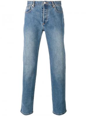 Прямые джинсы с потертостями A.P.C.. Цвет: синий
