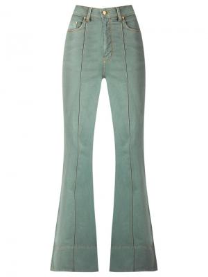Расклешенные джинсы с высокой талией Amapô. Цвет: зелёный