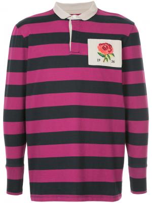 Рубашка-поло в полоску с длинными рукавами Kent & Curwen. Цвет: розовый и фиолетовый